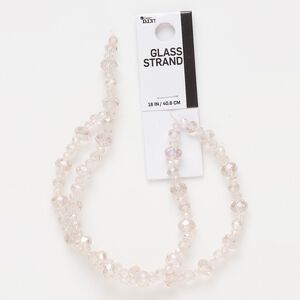 Bead, glass, transparent pink, 8x6mm / 6x4mm / 4x3mm rondelle. Sold per 16-inch strand.