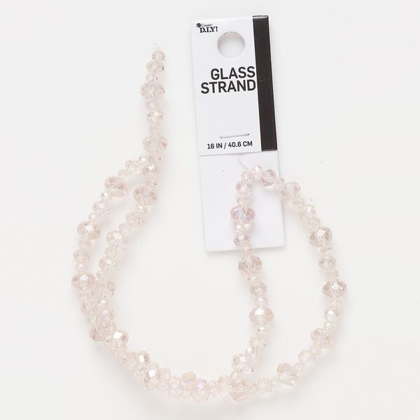 Bead, glass, transparent pink, 8x6mm / 6x4mm / 4x3mm rondelle. Sold per 16-inch strand. image number 0