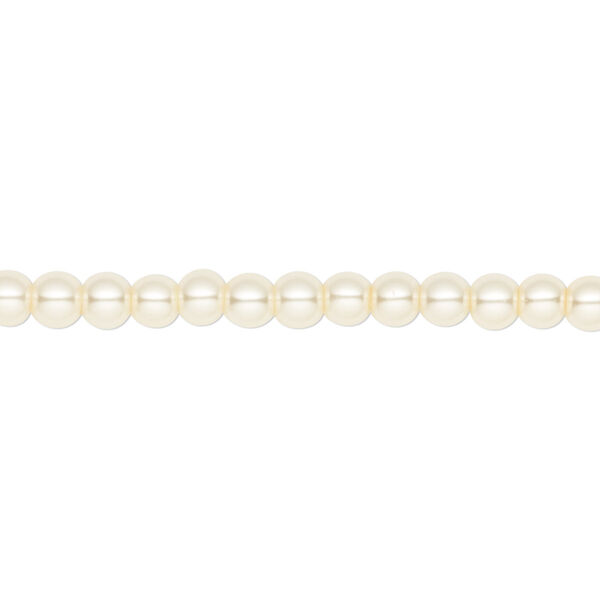 Bead, crystal pearl, ivory, 4mm round. Sold per pkg of (2) 15-1/2" to 16" strands, approximately 200 beads. image number 0