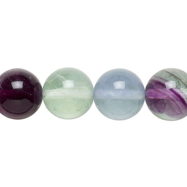 Bead, rainbow fluorite (natural), 12mm round, A grade, Mohs hardness 4. Sold per 15-1/2" to 16" strand. image number 0