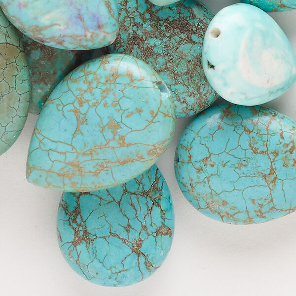 Magnesite 1pkg30, puffed teardrop bead C grade, mix 20x15mm-26x19mm image number 0