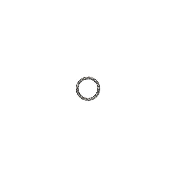 Jump ring, antique silver-plated brass, 6mm twisted round, 4mm inside diameter, 20 gauge. Sold per pkg of 100. image number 0