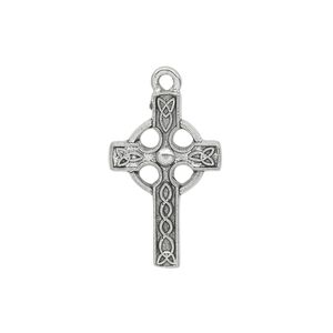 Drop, pewter (tin-based alloy), pkg/1, antiqued, 24x15mm single-sided Celtic cross.