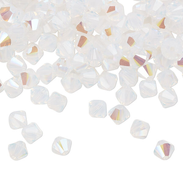 Bead 144pk white opal shimmer, Crystal Passions® 5mm bicone 5328 image number 0