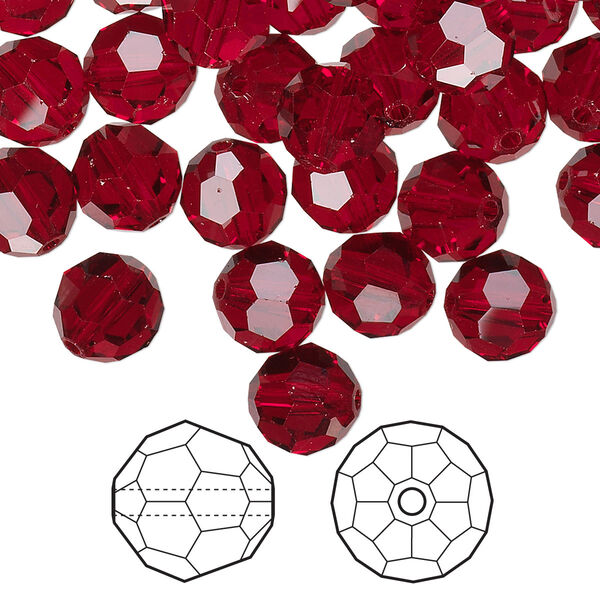 Bead 144pk Siam, Crystal Passions® 8mm round 5000 image number 0