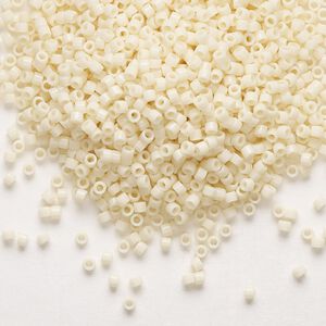 Seed bead, Delica®, glass, pkg/250g, #11 round, opaque ivory (DB-0732).