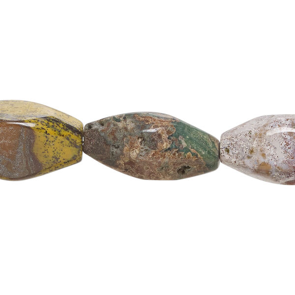Fancy jasper 1pkg1, faceted double cone bead natural, 15 inch 18x10mm-21x12mm image number 0