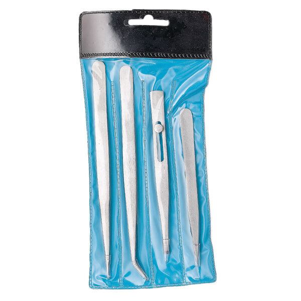 Tweezers, stainless steel, brushed. Sold per 4-piece set. image number 0