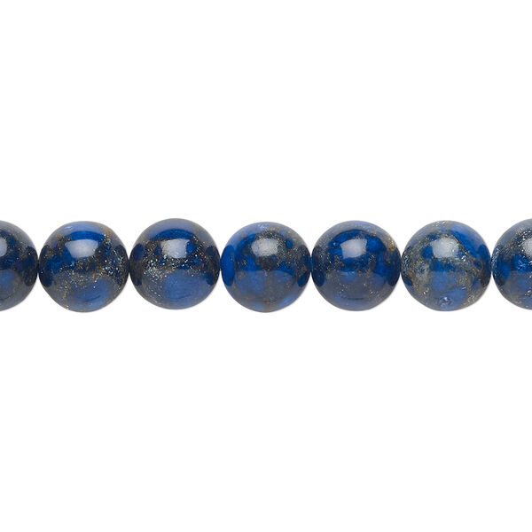 Bead, resin and multi-stone (dyed / assembled), lapis blue and brown, 8mm round. Sold per 8-inch strand, approximately 25 beads. image number 0