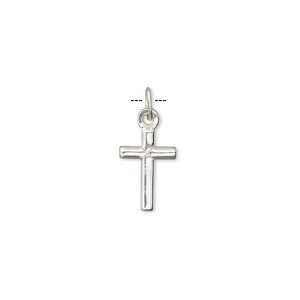 Drop, sterling silver, 11x8mm cross. Sold per pkg of 6.