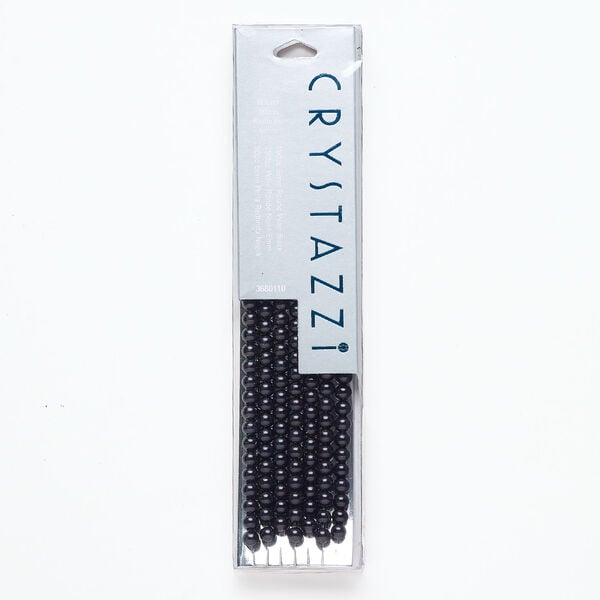 Bead, crystal pearl 1pkg190, black, 6mm round. image number 0