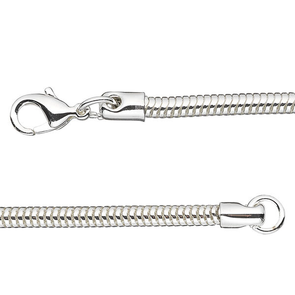 Chain, Almost Jewelry®, Dione®, silver-plated brass, 3.2mm snake, 18 inches with lobster claw clasp. Sold individually. image number 0