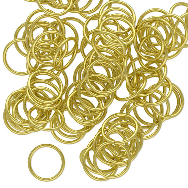 Jump ring, brass, 9mm round, 7.5mm inside diameter, 20 gauge. Sold per pkg of 100. image number 0