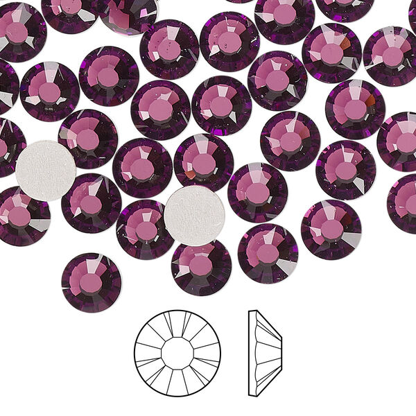 Flat back 288pk amethyst foil back, Preciosa MAXIMA Czech crystal hotfix rhinestone 6.3-6.5mm chaton rose round SS30 image number 0