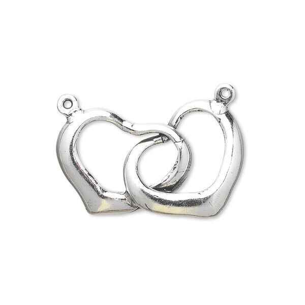 Charm, sterling silver, 24.5x15mm interlocking double heart with 2 loops. Sold individually. image number 0