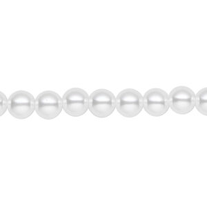 Pearl 1pk white, Celestial Crystal® 6mm round 15.5-16 inch