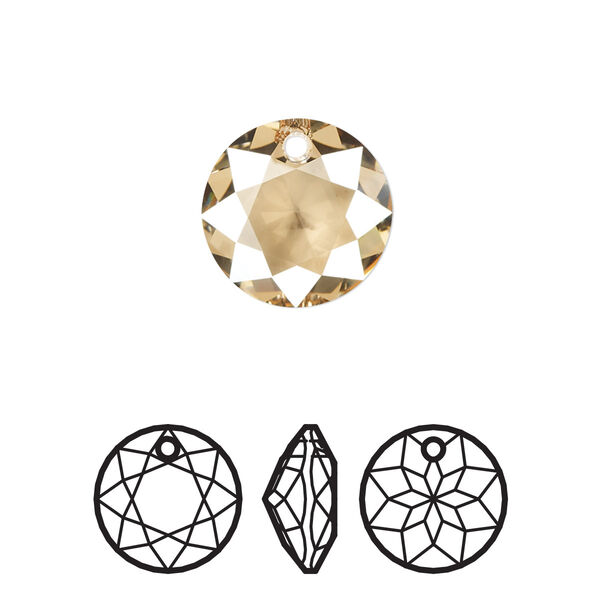 Drop 1pk crystal golden shadow, Crystal Passions® 14mm pendant classic cut 6430 image number 0