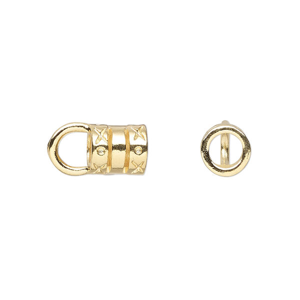 Cord end, glue-in, gold-plated brass, 8x7.5mm tube with 4.7mm inside diameter. Sold per pkg of 10. image number 0