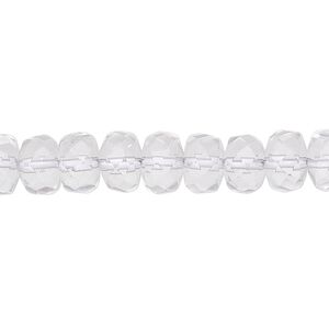 Quartz crystal 1pkg1, hand-cut faceted rondelle bead natural 15.5 inch 8x5mm