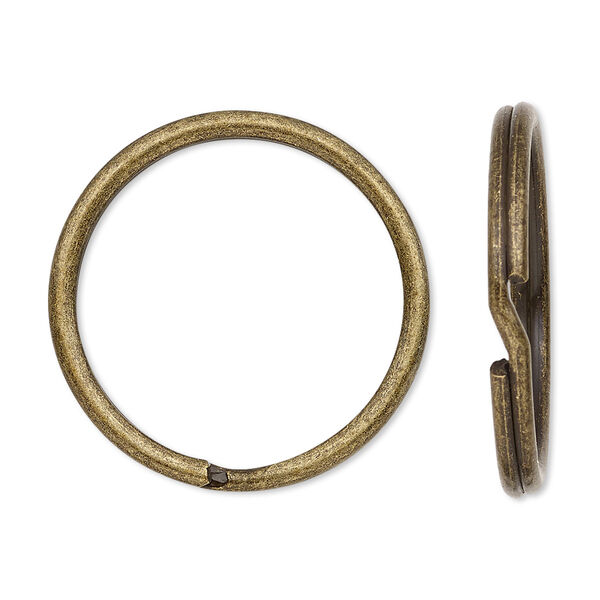 Split ring, antique brass-finished steel, 28mm round with 24mm inside diameter. Sold per pkg of 100. image number 0