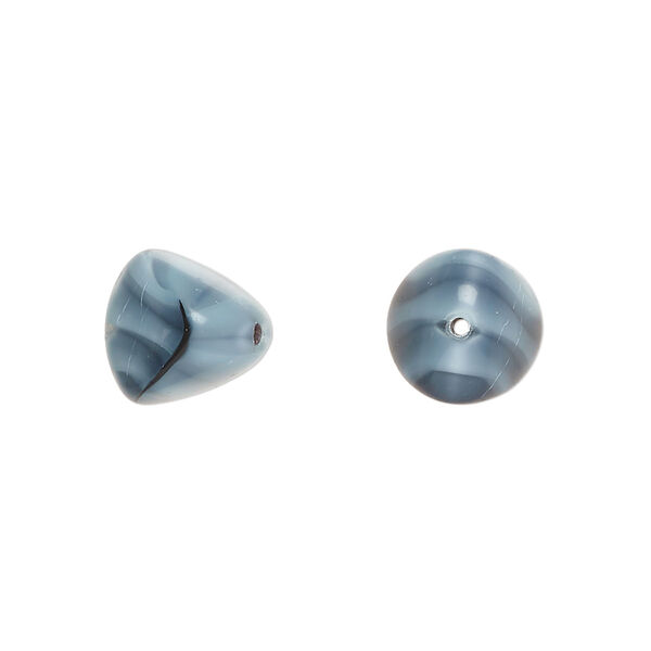 Bead, Czech pressed glass, light blue/black, 12x11mm trigon. Sold per 15" to 16" strand. image number 0