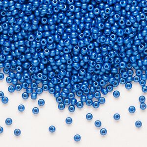 Seed bead, Preciosa Ornela Czech glass, pkg/500g, #11 rocaille, opaque PermaLux dyed blue chalkwhite, (22021).