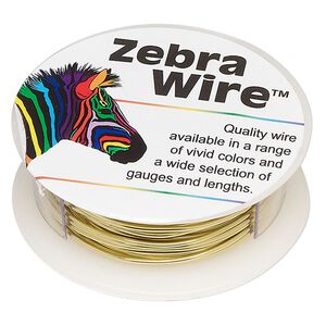 Wire, Zebra Wire™, brass, round, 18 gauge. Sold per 10-yard spool.