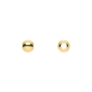 Bead, gold-plated brass, 6mm round. Sold per pkg of 1,000.