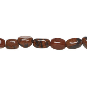 Mahogany obsidian 1pkg1, pebble bead natural, 15 inch small to medium