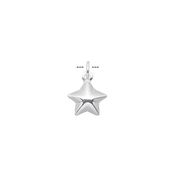Charm, sterling silver, 10x9mm star. Sold per pkg of 2. image number 0