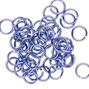 Jump ring, electro-coated brass, purple, 8mm round, 6mm inside diameter, 18 gauge. Sold per pkg of 50.
