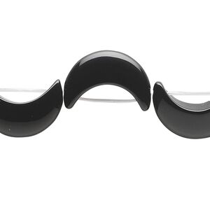Black onyx 1pkg12, top-drilled moon bead 18x12mm
