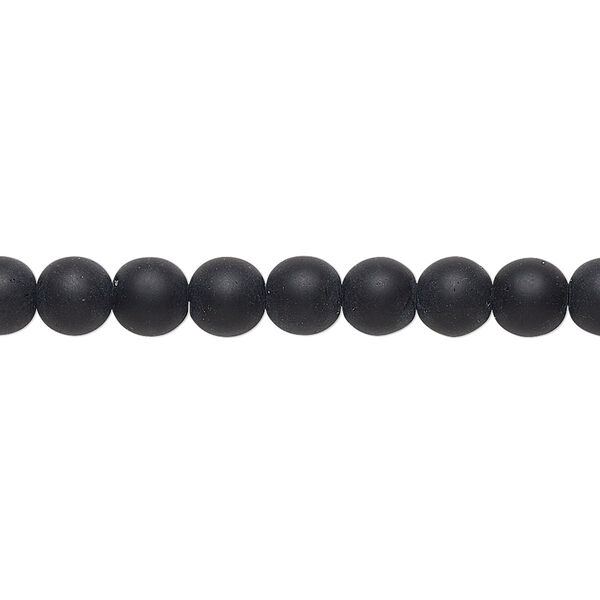 Bead, Preciosa, Czech glass druk, opaque matte black, 6mm round. Sold per 15-1/2" to 16" strand. image number 0