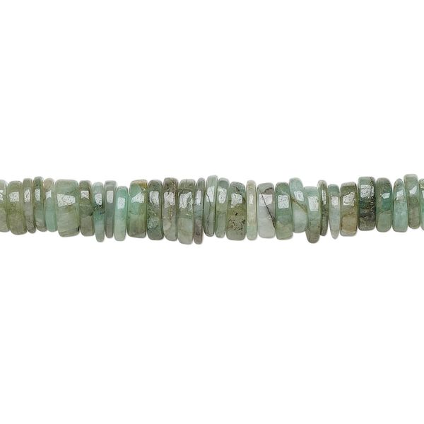 Emerald 1pkg1, hand-cut rondelle bead 8 inch 4x1mm-6x2mm image number 0