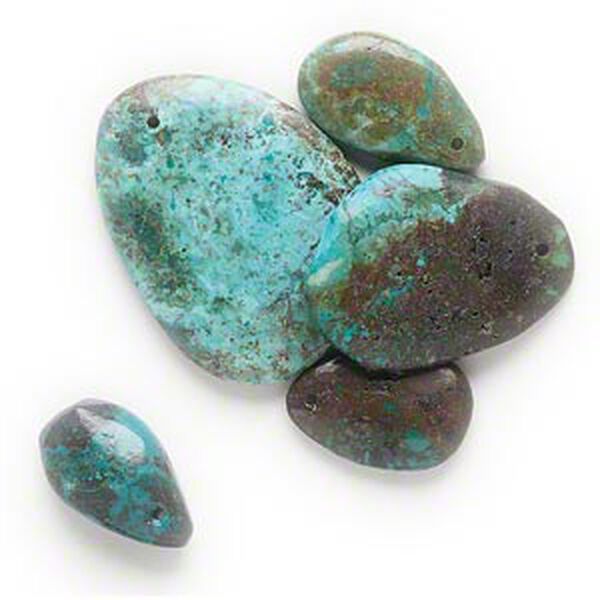 Focal mix, turquoise (dyed / stabilized), blue-green, 26x15mm-45x33mm teardrop. Sold per pkg of 5. image number 0