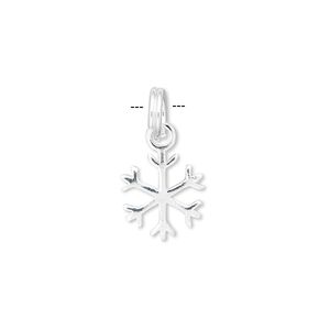 Charm, sterling silver, 12mm snowflake. Sold individually.