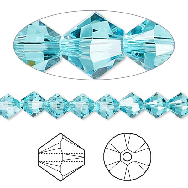 Bead 360pk light turquoise, Swarovski® 6mm XILION bicone 5328 image number 0