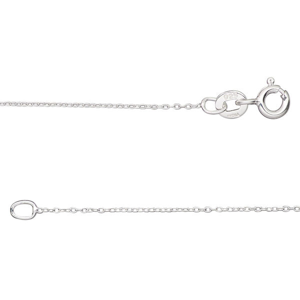 Chain, Gossamer™, sterling silver, 0.8mm oval cable, 24 inches with springring clasp. Sold individually. image number 0