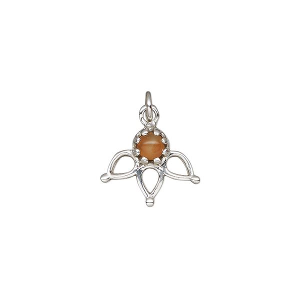 Carnelian / sterling silver 1pkg1, drop antiqued 14.5x12.5mm image number 0