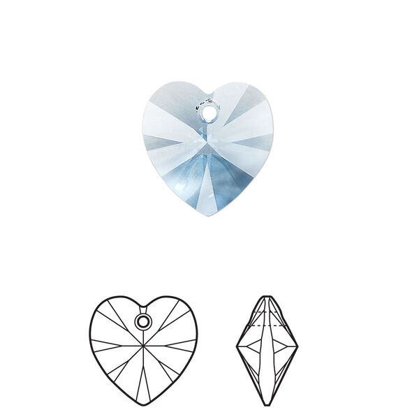 Drop 144pk ice blue, Swarovski® ReCreated™ 14mm pendant XILION heart 6228 image number 0