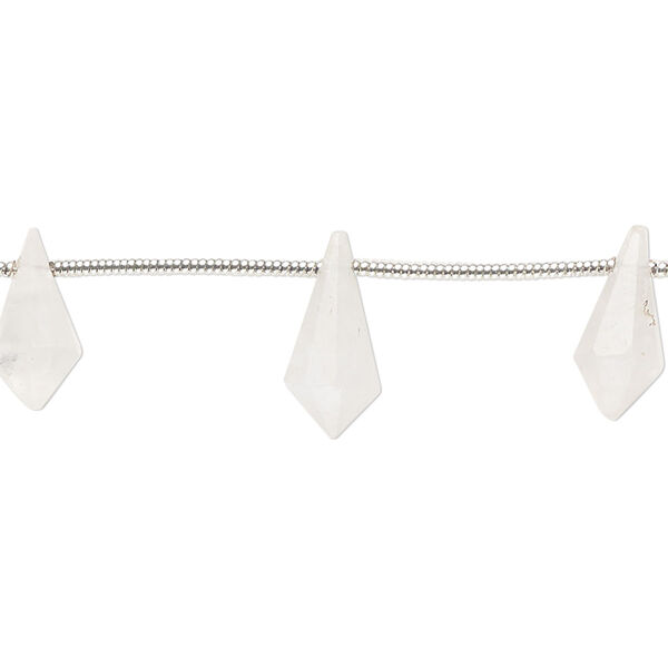 Rainbow moonstone 1pkg10, hand-cut top-drilled faceted point bead natural B grade, 10x5mm-12x6mm image number 0