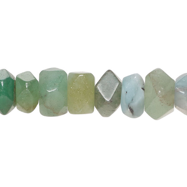 Green aventurine 1pkg1, faceted uneven rondelle bead natural, 15 inch 9x6mm-13x8mm image number 0