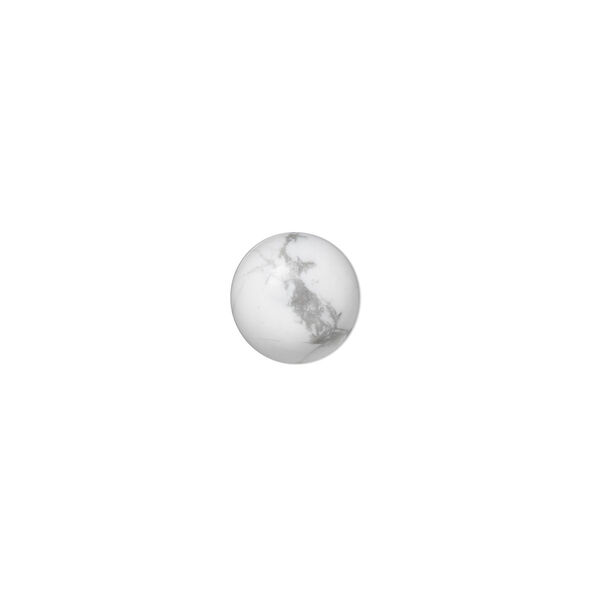 Cabochon, white howlite (natural), 8mm calibrated round, B grade, Mohs hardness 3 to 3-1/2. Sold per pkg of 10. image number 0