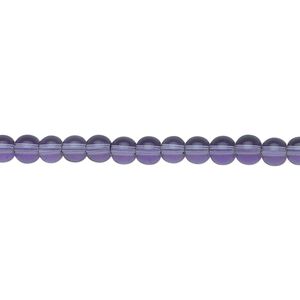 Bead, glass, violet, 4mm round. Sold per 36-inch strand.