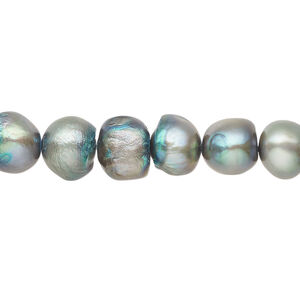 Freshwater pearl 1pkg1, semi-round, 15 inch blue-grey 8-12mm cultured