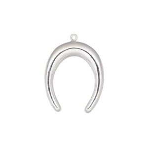 Charm, sterling silver, 21x17mm single-sided naja. Sold individually.