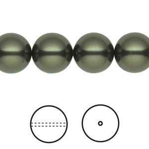 Pearl 100pk dark green, Swarovski® 12mm round 5810