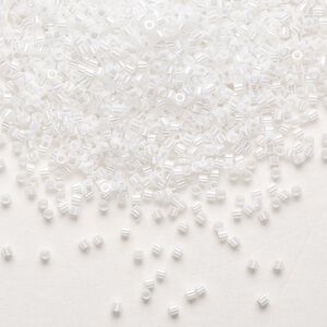 Seed bead, Delica®, glass, pkg/50g, #15 round, opaque luster white pearl (DBS-0201).