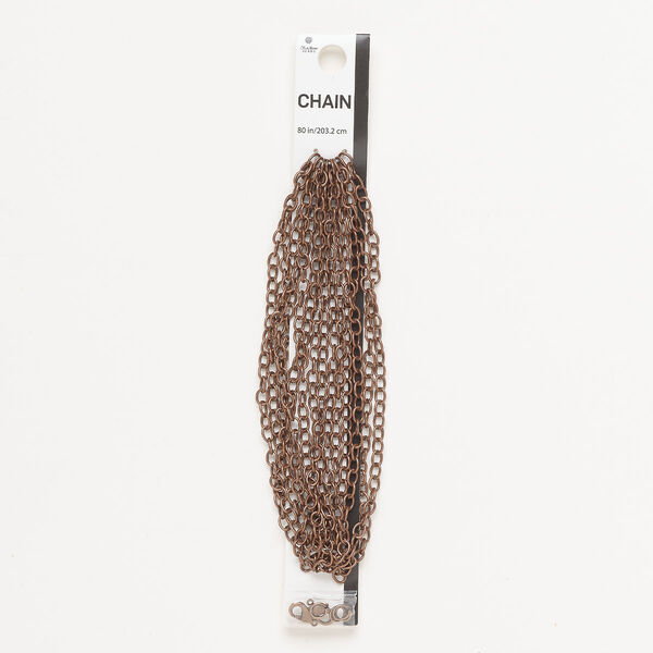Chain and finding assortment, antique copper-finished steel, 4.6mm oval rolo. Sold per 7-piece set. image number 0