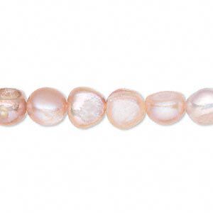 Pearl, cultured freshwater, mauve, 7-9mm flat-sided potato, D grade, Mohs hardness 2-1/2 to 4. Sold per 15-inch strand.